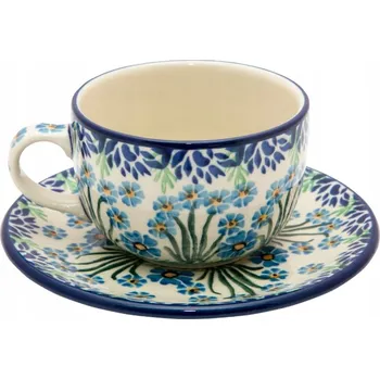 Šálek Ceramika Artystyczna 200 ml s vintage květinami a podšálkem