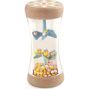 Hračka pro kojence Djeco Chrastítko Váleček s vrtulkami - duhové