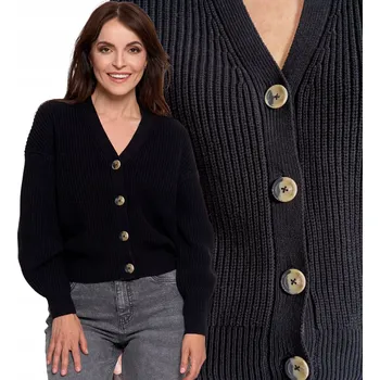 Dámský svetr TEPLÝ DÁMSKÝ SVETR KARDIGAN ŠIROKÉ RUKÁVY ELEGANTNÍ KLASICKÝ MORAJ XXL