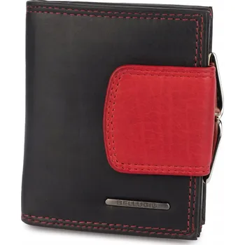 Peněženka Prostorná Červená Černá Dámská Peněženka Bellugio Pravá Kůže