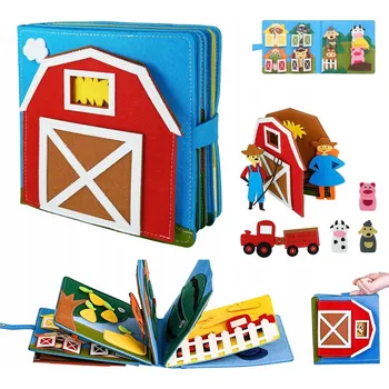 Hračka pro nejmenší Montessori Senzorická Manipulační Knížka - Vzdělávací Tabule Hračka