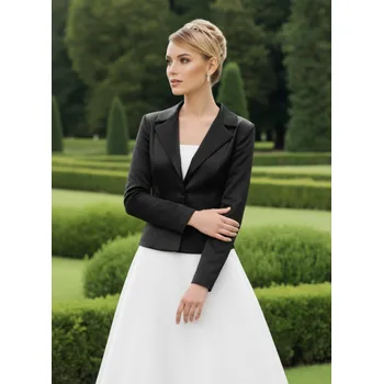 Bolerko Černé saténové sako BF-157 Vybraná velikost: L