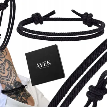 Náramek PÁNSKÝ NÁRAMEK ČERNÝ NASTAVITELNÝ PARACORD LEHKÝ JAKO DÁREK PRO NĚJ