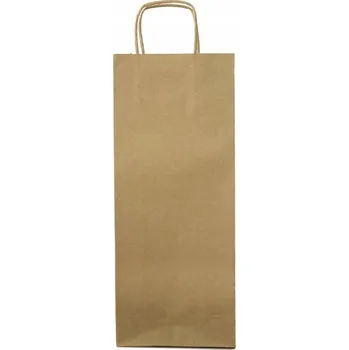 Dárková taška Papírová taška šedá 160x80x390mm DÁRKOVÁ na víno NÁKUPNÍ EKO 100 ks