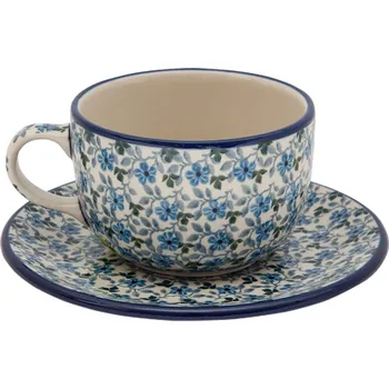 ŠÁLEK 200 ml s podšálkem Ceramika Artystyczna Bolesławiec 2162 KVĚTINY