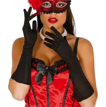 Rukavice Guirca Černé rukavice s pěti prsty, styl 20., 30. a 40. let