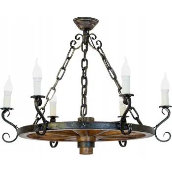 Lustr Kruh 60 6 žárovkový dřevěný do altánku