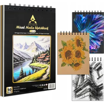 ARTISTIQ SKICÁK NA SPIRÁLE A5, 3 KARTY, 50 listů, KRESLÍŘSKÝ, 120 g/m2