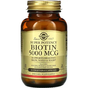 Biotin 5000 mcg 50 vege kapslí, kůže, vlasy, nehty SOLGAR