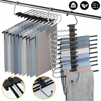 Věšák TELESKOPICKÝ VÝSUVNÝ ROBUSTNÍ VĚŠÁK NA KALHOTY ŠÁLY 2 KS 9v1