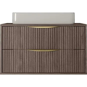 Policová skříň Závěsná skříňka pod umyvadlo Avila s deskou 80 cm ořech