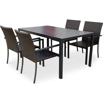 Zahradní sestava Noela Zahradní jídelní set Viking L + 4x ratanová židle Wicker Pat