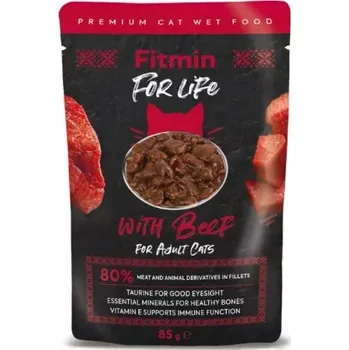 Krmivo pro kočku Fitmin For Life kapsička hovězí pro kočky 28x85g KARTON