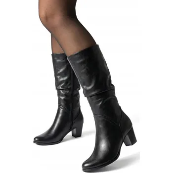 Dámské kozačky Dámské kozačky ZATEPLENÉ na podpatku POHODLNÉ klasické ZIPY Wojtyłko 38