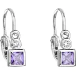 Stříbrné dětské náušnice visací se zirkonem fialová kostička 11172.3