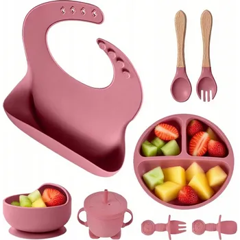 SILIKONOVÁ SADA NÁDOBÍ PRO DĚTI A MIMINKA KE KRMENÍ, 8 DÍLŮ