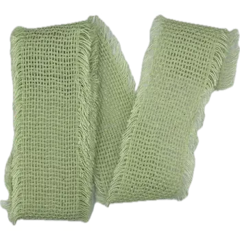 Stuha Stuha bavlněná VILLAGE SOUL Pistachio pistáciově zelená 40mm x 2m (12,-Kč/m) (Stuha bavlněná, barva pistáciově zelená, oboustranná, s třásnitými okraji)