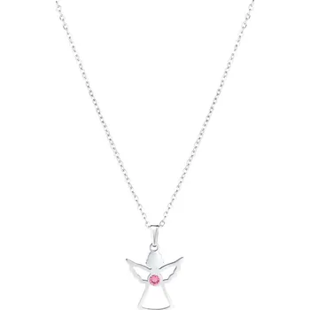 Náhrdelník Ocelový náhrdelník anděl se Swarovski krystaly růžový 42043.3