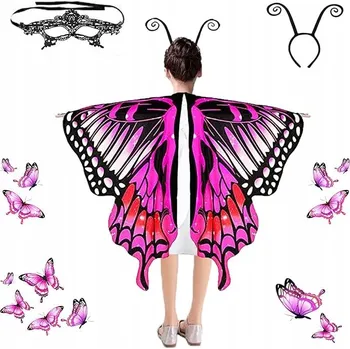 Karnevalový kostým Kostium Motyla Dla Kobiet Zestaw Skrzydła Čelenka Maska Cosplay Karneval