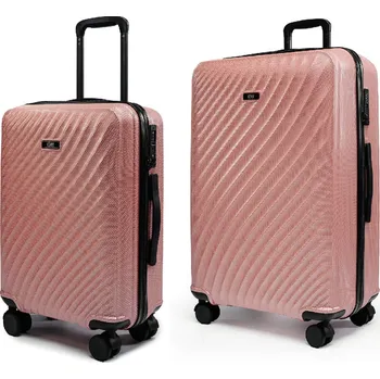 Velký a příruční cestovní kufr s TSA zámkem ROWEX Roseline 2v1 Barva: Růžovo-zlatá