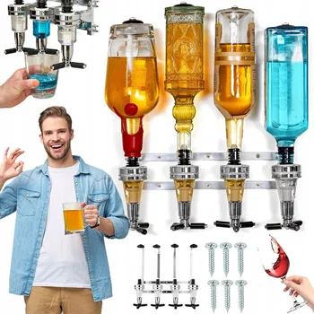 Stojan na víno DRŽÁK NA VÍNO NA ZEĎ PRO 4 LAHVE, HLINÍKOVÝ, DO BARU NEBO RESTAURACE