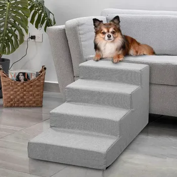Schody a rampa pro psa NUXIE® PREMIUM Schody pro psy 4 schody, rampa, plošina, pelíšek 54 cm