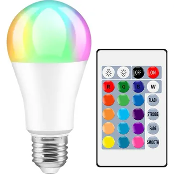 Žárovka Interlook A60-RGB-9W | RGB LED žárovka 16 barev | Závit E27 | Koule | IR dálkové ovládání