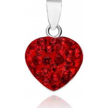 Přívěsek STŘÍBRNÝ PŘÍVĚSEK ČERVENÉ SRDÍČKO PLOCHÉ SWAROVSKI ELEMENTS 12