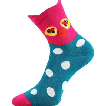 Dámské ponožky Ponožky 3D Fuski Boma - sova - modro-růžová