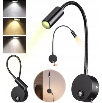 Nástěnné svítidlo NASTAVITELNÁ NÁSTĚNNÁ LAMPA NOČNÍ LAMPA FLEXIBILNÍ RAMENO ČERNÁ NAD POSTEL PRO ČTENÍ