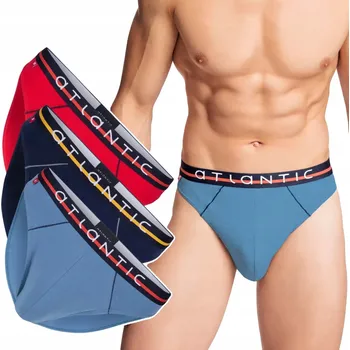 Slipy Pánské slipy Atlantic 3MP-083 Sportovní Slipy z bavlny, 3 kusy v balení (3-PAK) - L