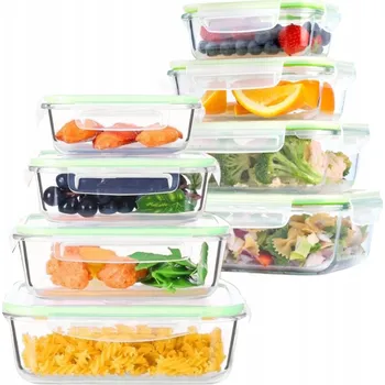 Dóza na potraviny SKLENĚNÉ DÓZY NA POTRAVINY, HERMETICKÉ OBĚDOVÉ BOXY, SADA 8 ks Corio