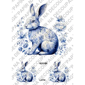 Umělecký papír Rýžový a soft papír na decoupage - Velikonoce modré - KB4754 Materiál: Soft, Rozměr: A4