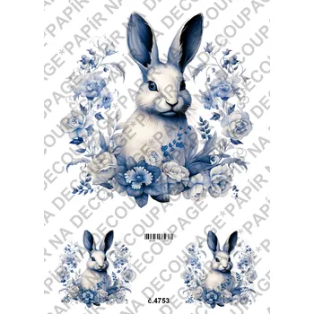 Umělecký papír Rýžový a soft papír na decoupage - Velikonoce modré - KB4753 Materiál: Soft, Rozměr: A4