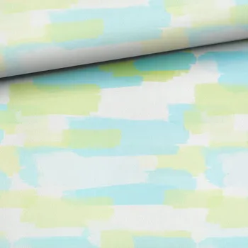 Teplákovina nepočesaná Modrozelené fleky na bílé