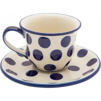 ŠÁLEK 150 ml s podšálkem Umělecká keramika Bolesławiec 0036 WOLANIN