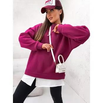 Dámská mikina Dámská oversize mikina ve vínové bordó barvě s imitací košile (82163) odstíny červené uni velikost