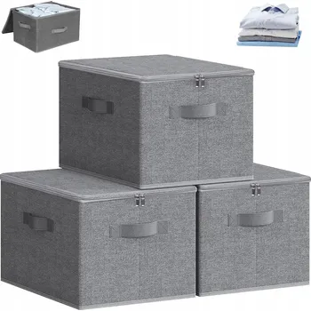 Úložný box SADA 3 ORGANIZÉRŮ DO ZÁSUVKY NA OBLEČENÍ DO SKŘÍNĚ KRABIČKA S RÁMEM ŠEDÝ