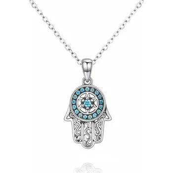 Náhrdelník GRACE Silver Jewellery Stříbrný náhrdelník Hamsa - letní talisman, stříbro 925/1000 NH-SCN264/168 Stříbrná 39 cm + 5 cm (prodloužení) Bílá