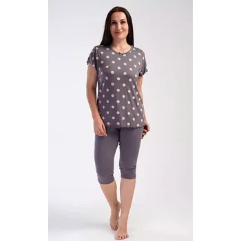 Pánská móda Dámské pyžamo kapri Puntík hnědá 4XL