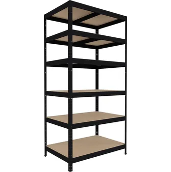 regál Regál do domácnosti Biedrax 45 x 60 x 210 cm, černý, 6 polic MDF, nosnost 200 kg na polici