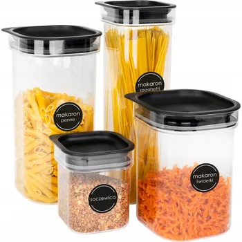 Dóza na potraviny Nádoby na potraviny, cereálie, mouku, koření a sypké produkty + samolepicí štítky