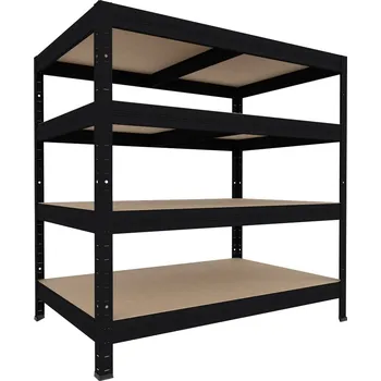 Dílenský regál Kovový regál do sklepa Biedrax 50 x 90 x 120 cm, černý - 4 police MDF