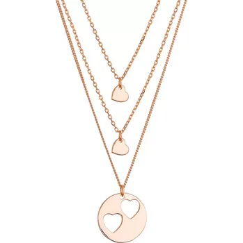 Náhrdelník Pozlacený stříbrný set náhrdelníků pro maminku a dvě dcery 62048 rose gold