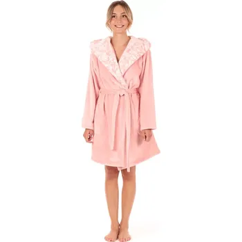 Dámský župan Dámský župan Flora s kapucí krátký 4856 3050 růžová perla - Vestis XL