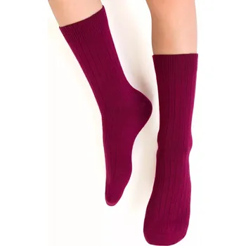 Dívčí oblečení Dětské ponožky MERINO WOOL žebrované 130 kaštanové 32-34