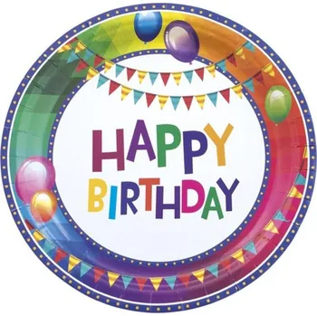 Party dekorace Papírové talíře Narozeniny Happy Birthday 8ks