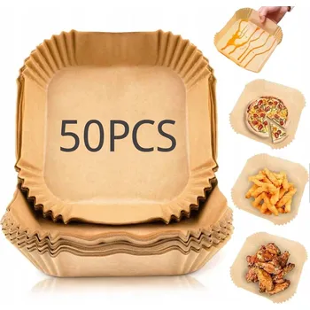 Jednorázové nádobí 50 KS PAPÍROVÉ FORMIČKY DO AIR FRYERU 20X4,5 CM HNĚDÉ NEPŘILNAVÉ