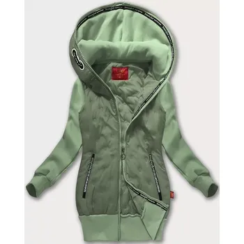 Šedozelená dámská mikino-bunda s kapucí LHD (AMG-162A) odstíny zelené S (36)