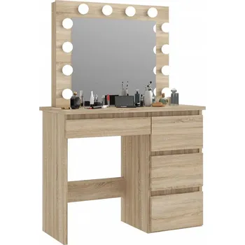 Toaletní stolek Hnědý toaletní stolek se světýlky a šuplíky